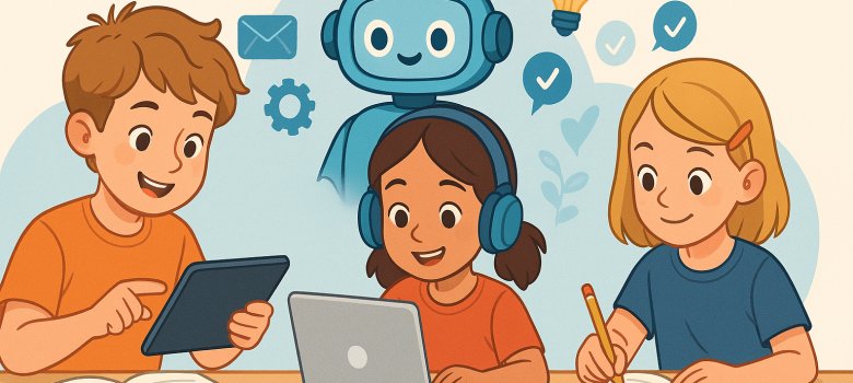 Kinder lernen mit Unterstützung digitaler Geräte